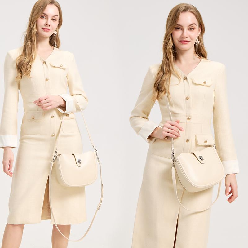 Women‘s Cowhide Underarm Shoulder Bag Ladies Natural Cow Leather Retro Handbags Female Fashi Luxury Designer Crossbody Bags