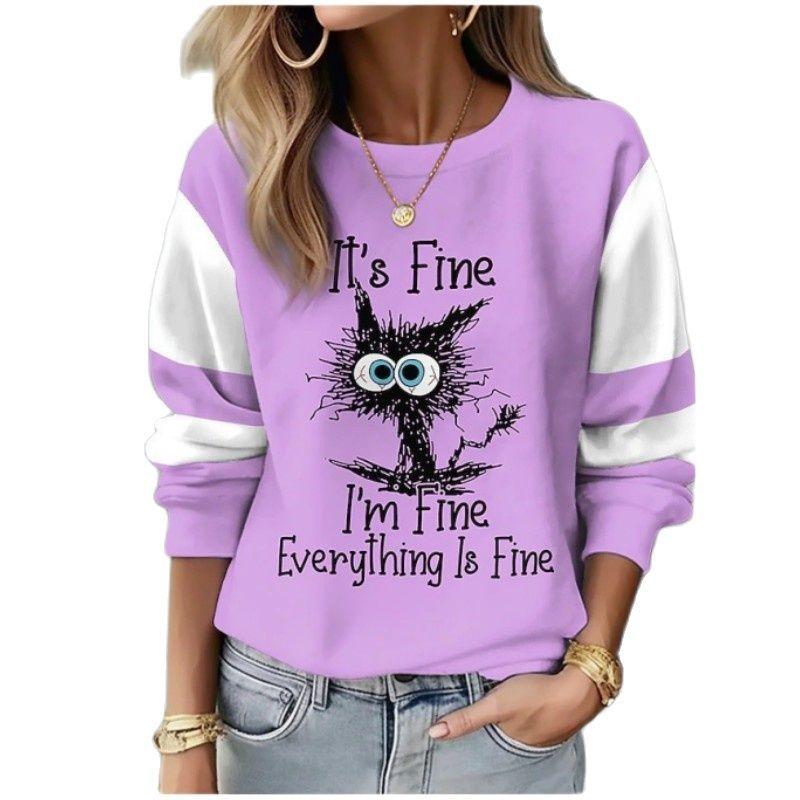 

Осенне-зимняя мода женская толстовка с круглым вырезом спортивная мода 3D-печатная одежда с длинными рукавами Пуловеры и свитера с длинными рукавами (Женский) M