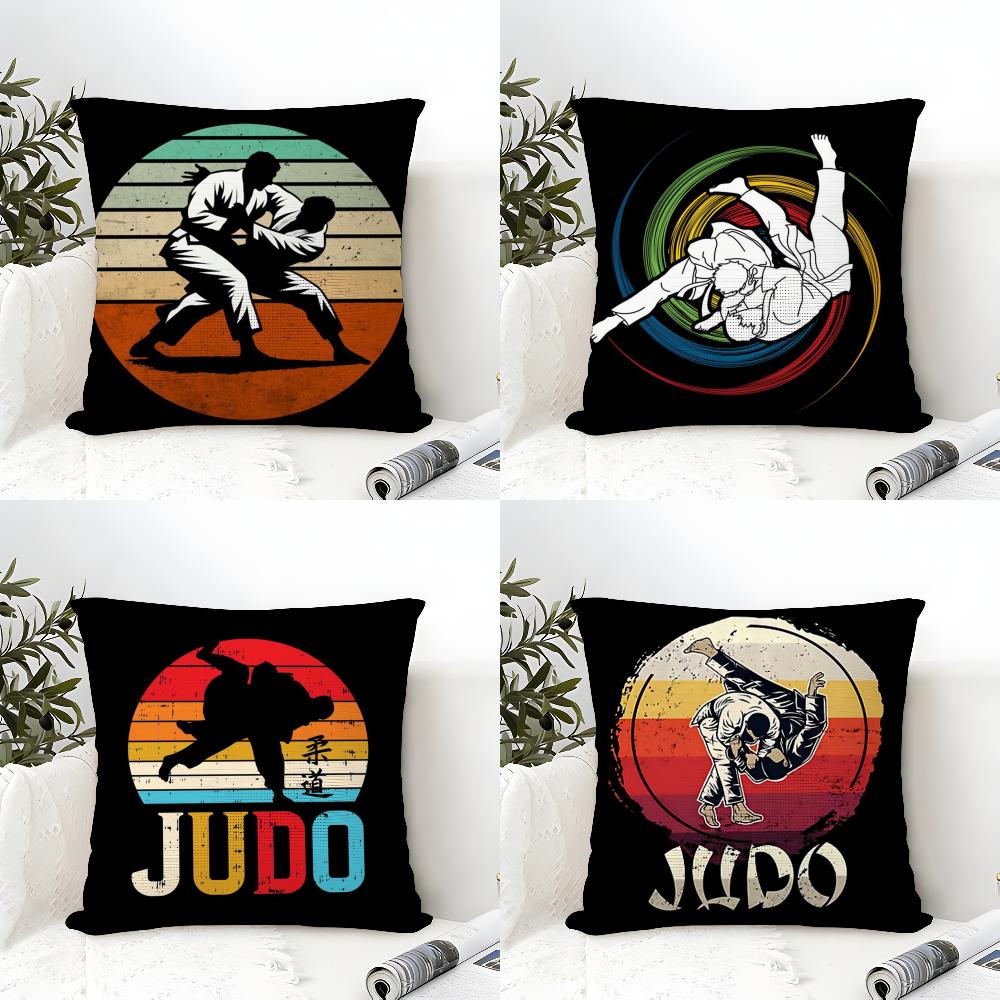 Sports Judo Martial Arts Pillow Case Natural Linen Double-Sided Printing Sofa Home Decor Cushion Cover