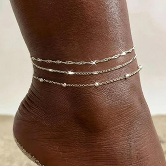 Stylish Multi-Layer Metal Chain Anklet for Women – Trendy Beach Vacation Foot Jewelry