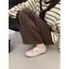 Woolen gray inner height increase single shoes with skirt Mary Jane shoes ballet French shoes spring and autumn soft women's shoes