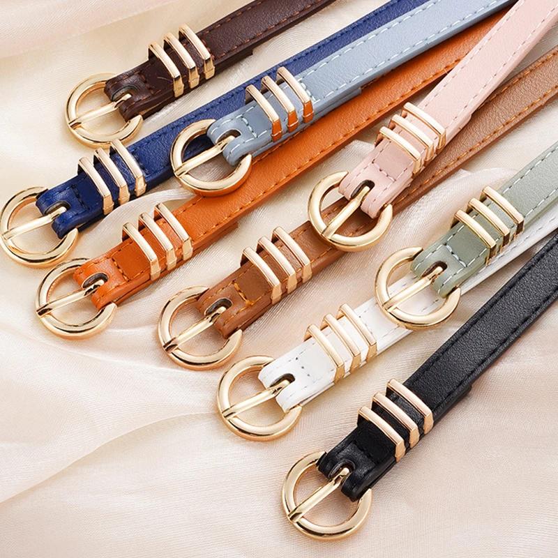 Width 1.4Cm Fashion Simple Women'S Belt Versatile Dress Jeans Accessories Girdle Gothic Retro Gold Pin Buckle Thin Waistband