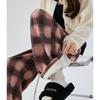 Maillard Woolen Plaid Pants Women's Autumn and Winter High Waist Pendant Feeling Casual Straight Loose Velvet Mopping Wide-leg Pants