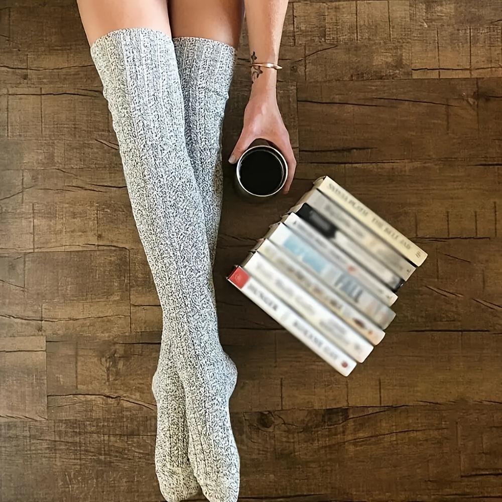 High Quality3 Pairs Women's Thick and Comfortable Knee-high Knitted Socks - Warm and Fashionable College Style, Essential for Cold Weather - For
