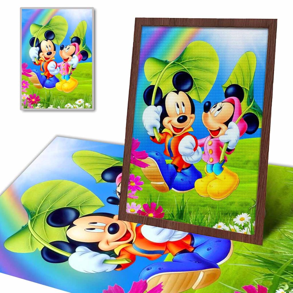 Full Round Diamond Painting Mickey Mouse Under The Lotus Leaf Art Rhinestone Picture Mosaic DIY 5D Cross Stitch Embroidery Home Decoration