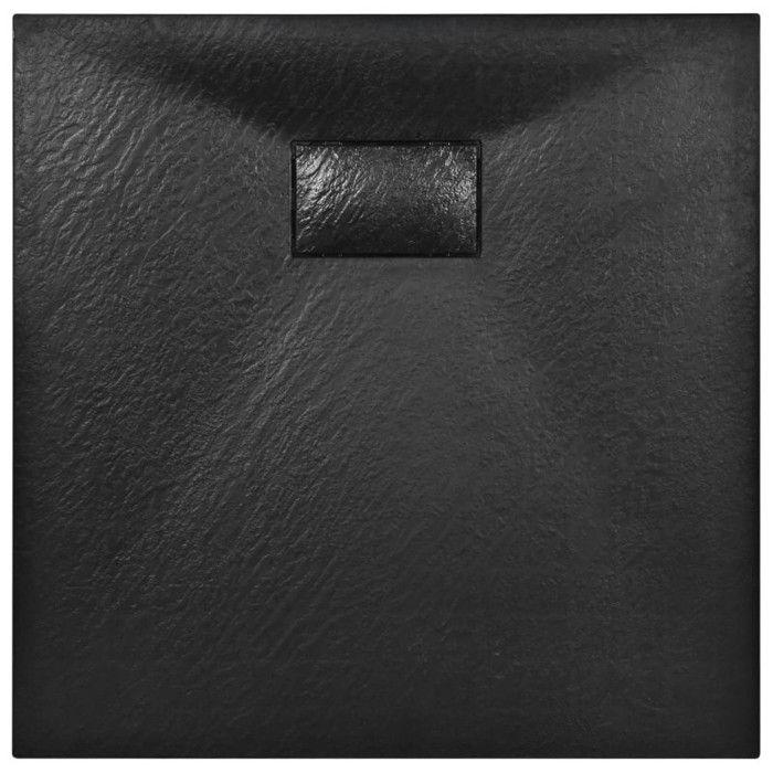 VidaXL Bac de Douche Receveur de Douche Rectangulaire Salle de Bain Maison Intérieur Trou de Drain Standard de 9 cm SMC Noir 144779