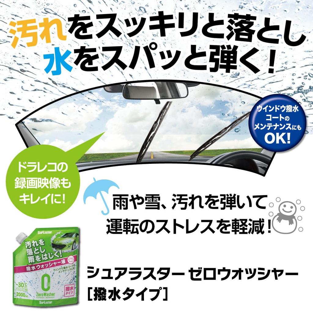 SurLuster Zero Washer für Autoscheibe und Fenster Neutraler Reiniger Geeignet für die Verwendung bis zu [Wasserabweisender Typ] Reinigung, Wasserabweisend, Flüssigkeit,