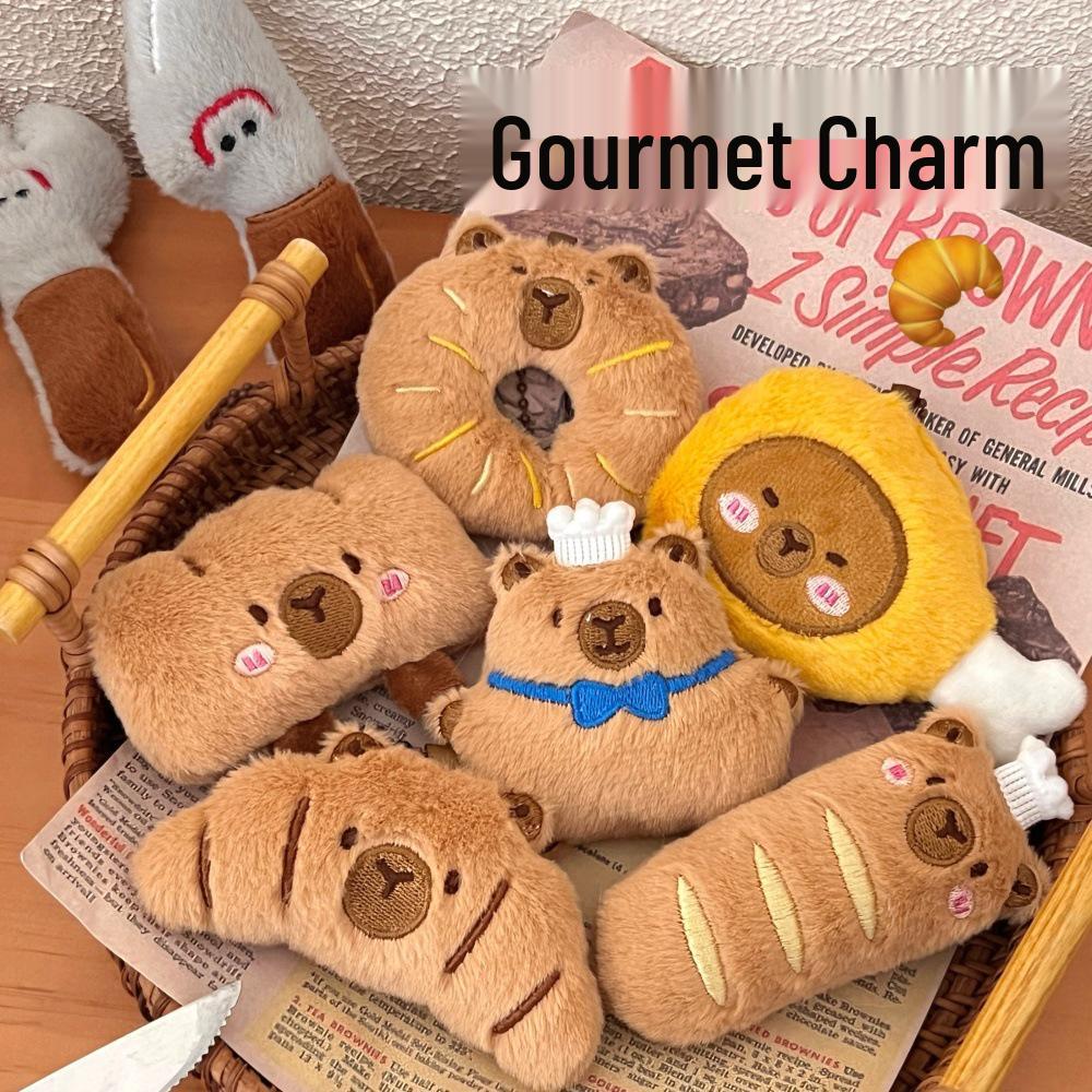 Creative Food Pendant Girl Cartoon Capybara Plush Doll Bread Charm Decoration Accessory