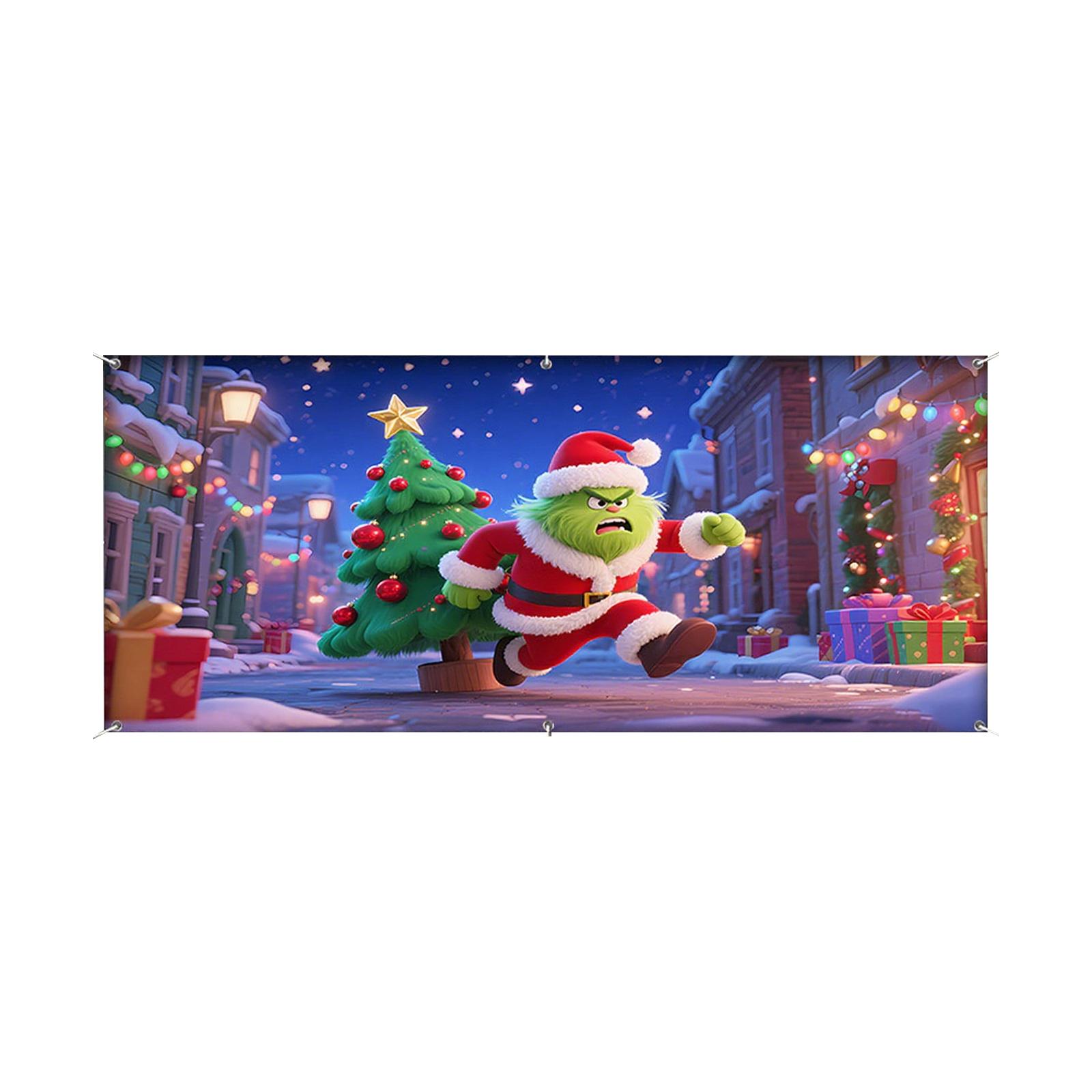 

240CM*210CM/Christmas Garage Door Stickers Decorative Hanging Cloth Holiday Party Layout Door Stickers Tapestry Cloth Hanging Cloth Garage Decoration One Size