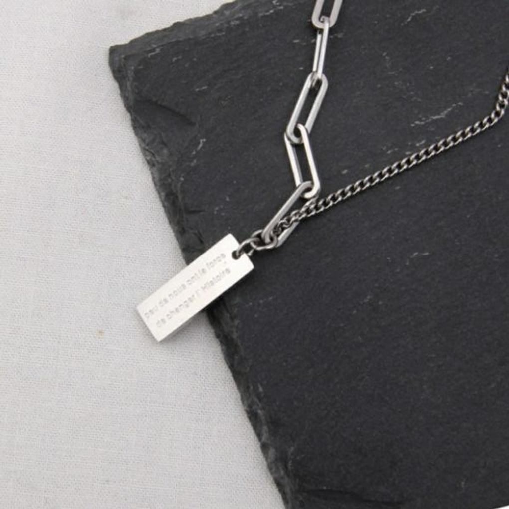 Atria Chain Mix Unbalanced Surgical Steel Silver Necklace EWSSNSC0010