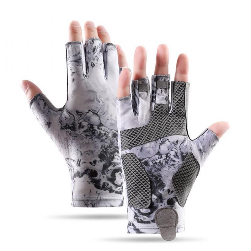 Men Women Fishing Gloves Outdoor UV Protection Anti Slip Breathable Ice Silk Half Finger Casting