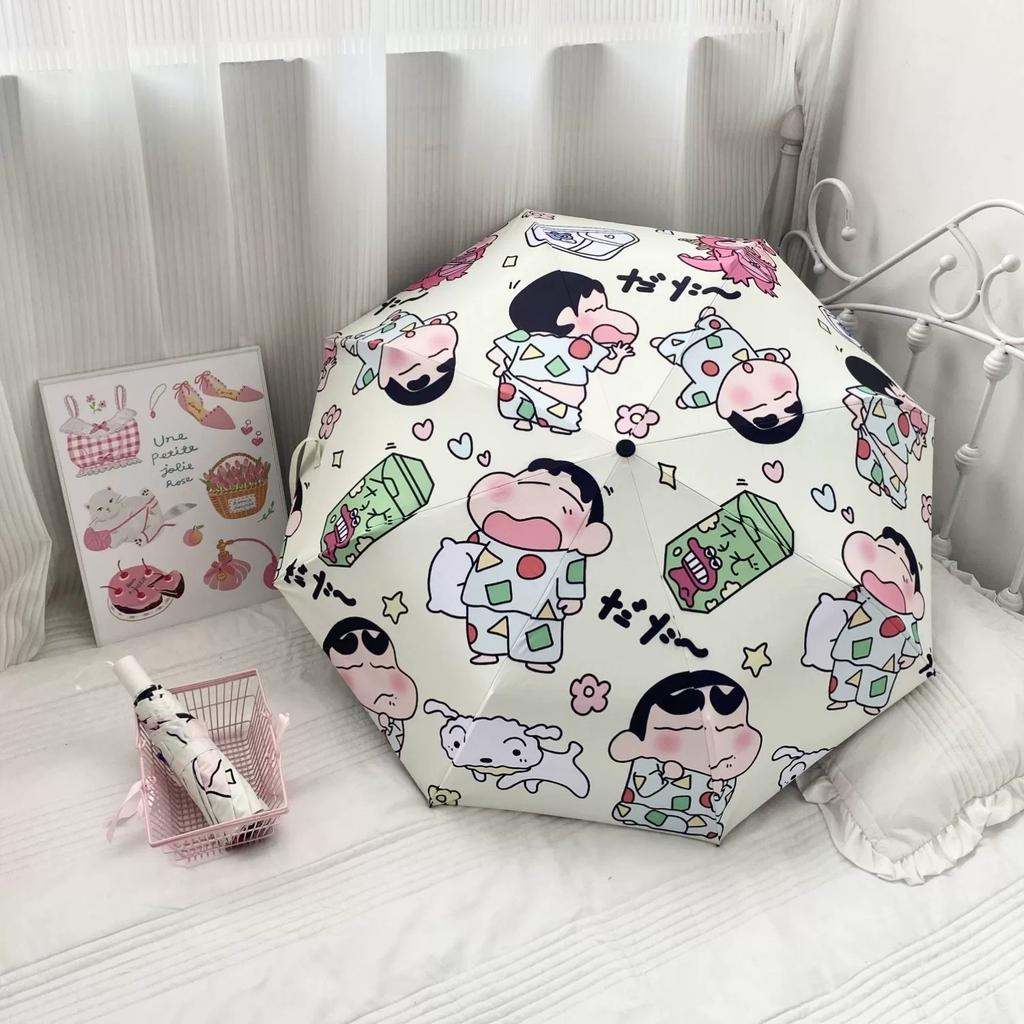 Crayon Shin-Chan Umbrella, Vinyl Sun Protection, Uv Protection, Sunshade Umbrella, Dual-Use for Sun and Rain, Foldable Umbrella, Sun Umbrella for