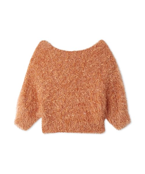 Lily Brown Fringe Feather Knit Top LWNT251059 ORG Women's
