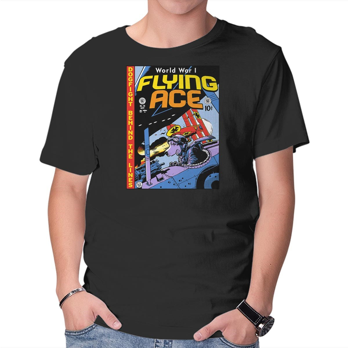Unisex Crew Neck T-Shirt World War I Flying Ace Graphic Short Sleeve Casual Tee S