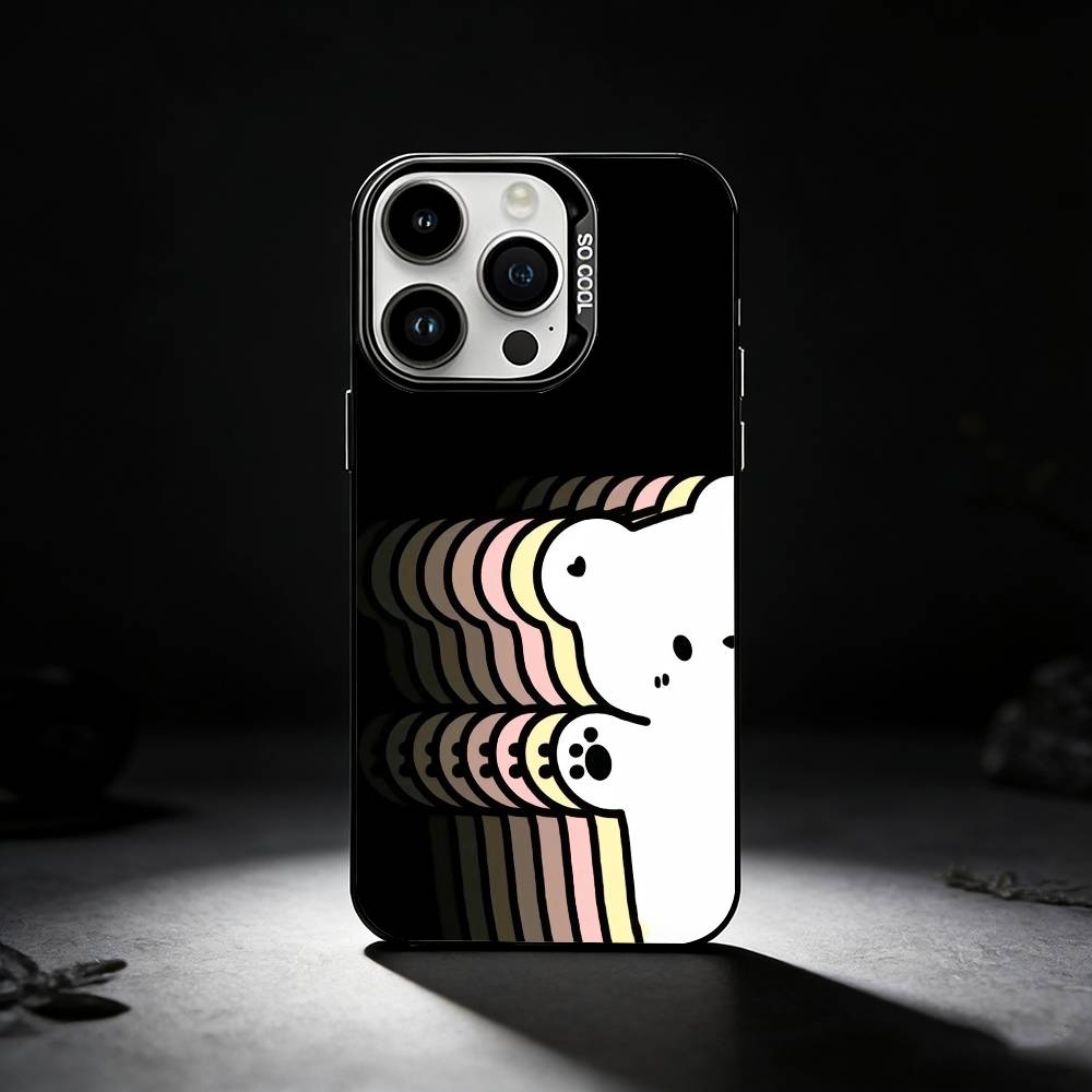 Phantom Gradient Cartoon Phone Case For iPhone 17,16,15,14,13,12,11 Plus,Pro Max,XS,Colored Silver Phone Case