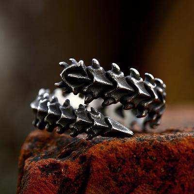Vintage Black Stainless Steel Vikings Dragon Bone Rings For Men Women Gothic  Skeleton Ring Biker Jewelry Dropshipping