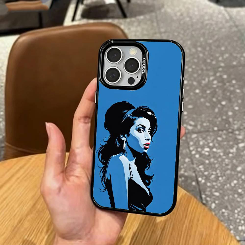 Amy W-Winehouse Handyhülle Für iPhone17,16,15,14,13,12,11 Plus,Pro Max Farbe Silber Beschichtet Innere Abdeckung