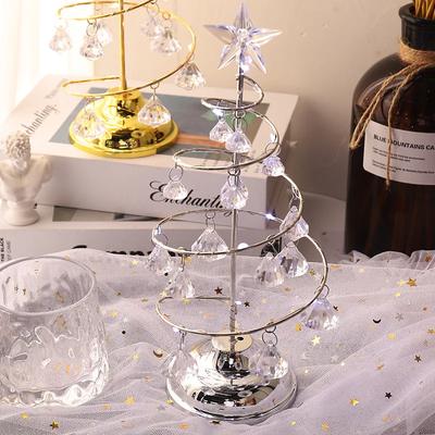 Nachtlichter Weihnachtsdekorationen Geschenke Galvanisierter Eisenbaum LED Leuchtender Kristall Weihnachtsbaum Kristall Tischdekoration
