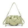 Black Woven Drawstring Bucket Bag Women 2026 Minimalist Crossbody Shoulder Casual Office Commute Small Purse