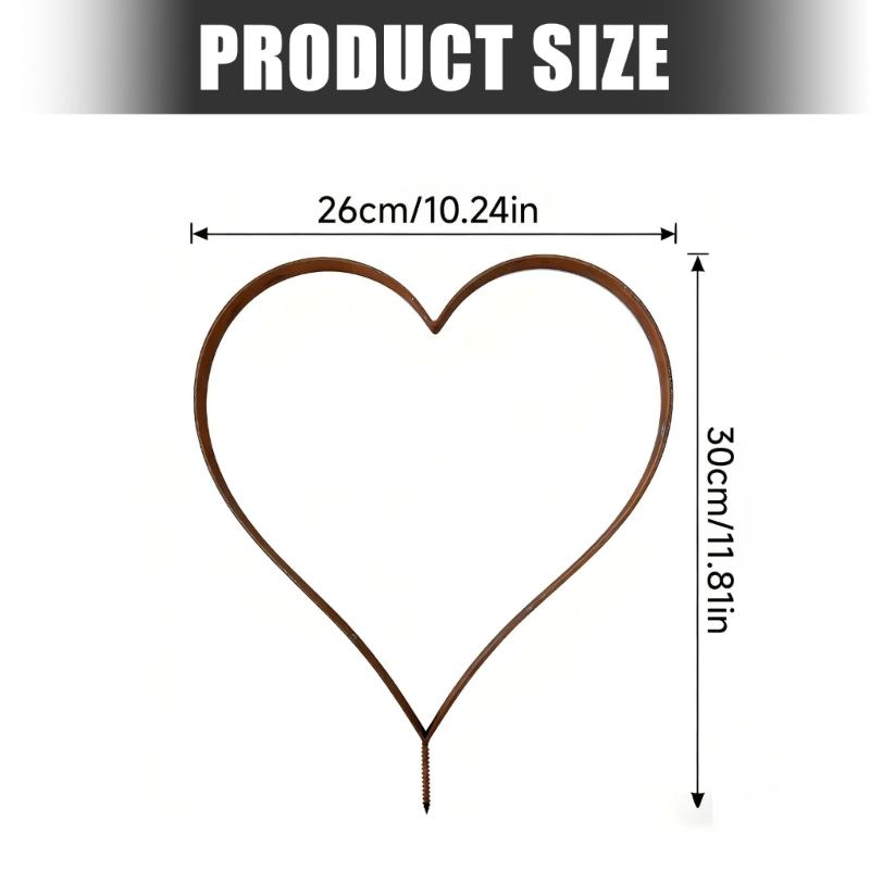 Metal Heart Shape Outside Garden Stake Decorative Plant Stake Easy Installation Rusted Iron Stake for Yard Outdoor
