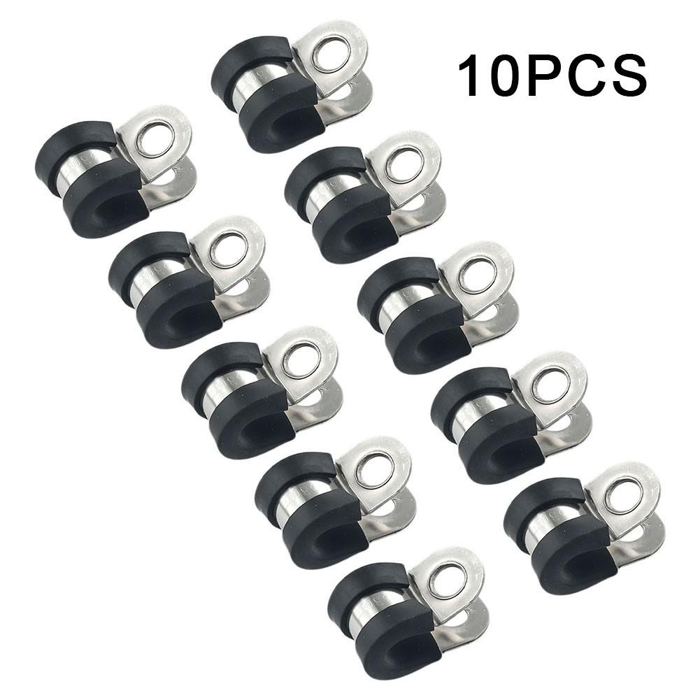 High Performance 10pcs Rubber Lined Hose Clamps Made of Stainless Steel