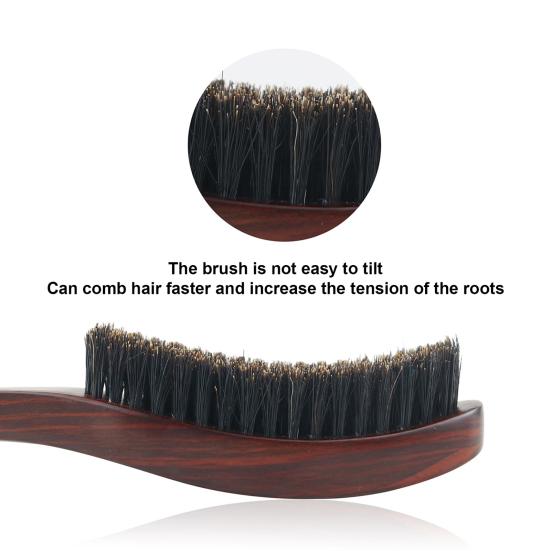 Men Beard Brush with Ergonomic Wooden Handle, Multi-function Boar Bristle Mustache Brush, Portable Beard Grooming Styling Tools