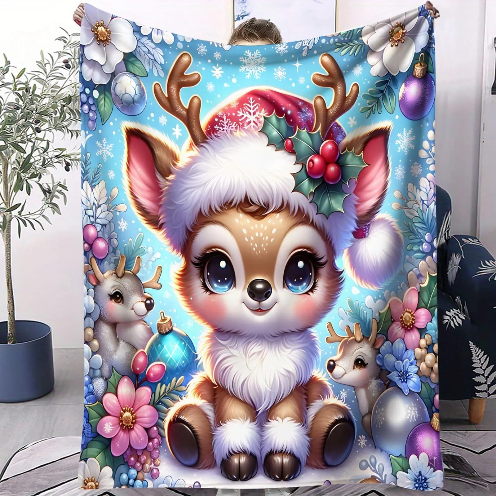 

Festive Santa Hat Baby Snowman Blanket - Cheerful & Colorful Throw for Bedroom Sofa Holiday Fans Perfect for Decor & Gifting 70x100cm білий