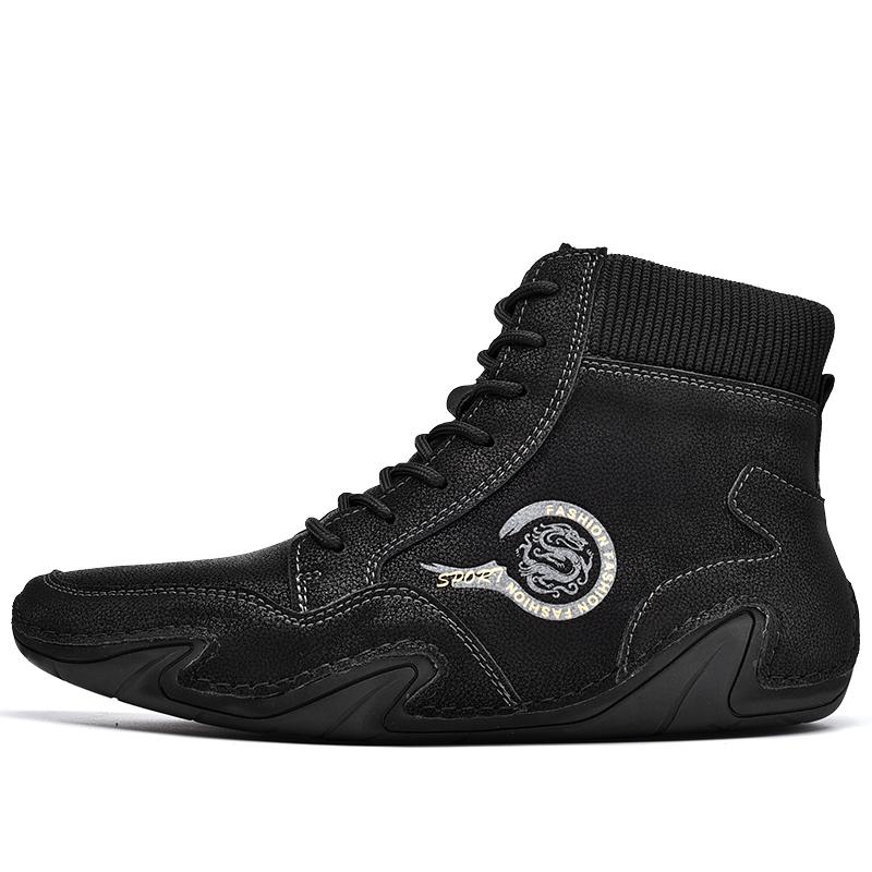 

Мужские зимние ботинки Golden Sapling Кожаная обувь Мужские Ретро Рабочие Защитные Ботильоны Легкие Повседневные Лоферы Chaussures 46 чёрный