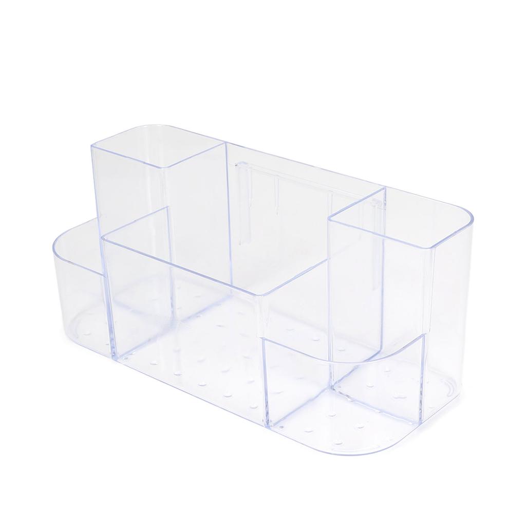 Clear Plastic Organizer Compartmental Transparent Punch Free Desktop Wall Mounted Storage Box for Office Home Bathroom Transparent White