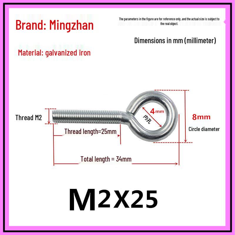 Closed Hook Eye Bolt Screw Ring Hanger - M2.5 to M8 Machine Thread