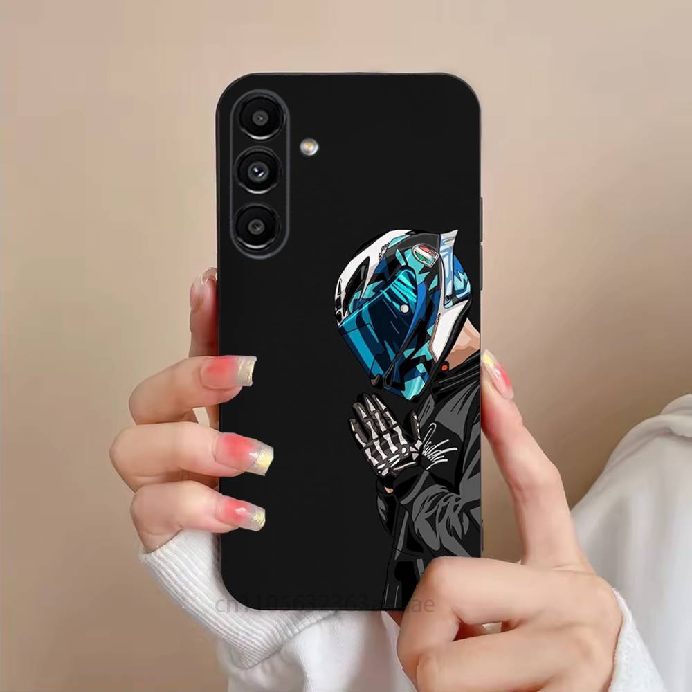 Motorcycle Rider Phone Case For Samsung S25,24,23,22,21,S20,Ultra,Plus,FE Black Soft Cover