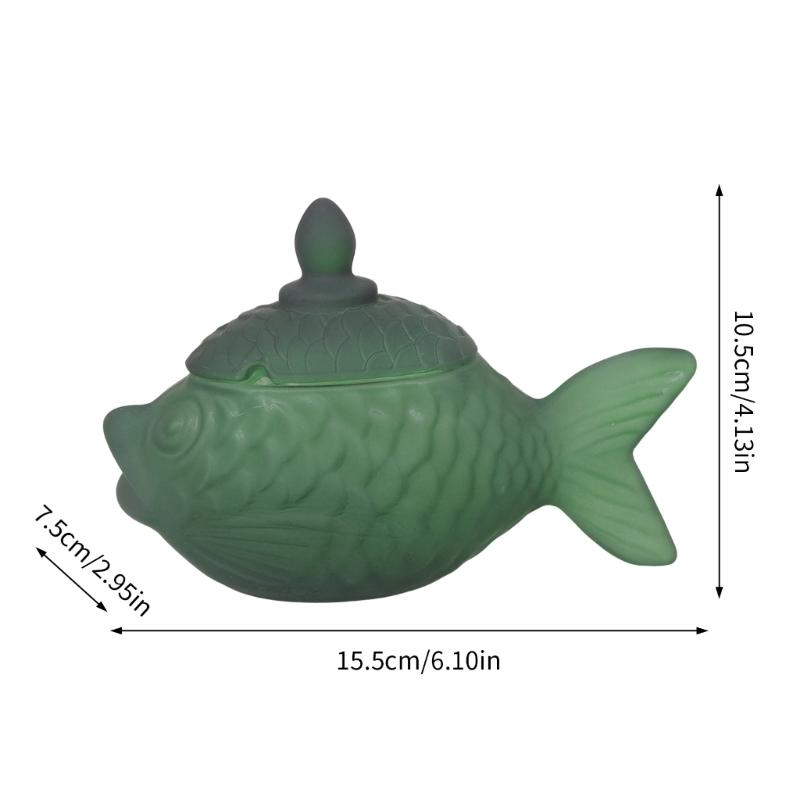 Delicate Fish Themed Glass Jar With Tight Seal Suitable For Storing Sweets Spices Or Office Supplies 16cm Size