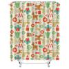 TU Charming Christmas Shower Curtain Festive Holiday Bathroom Decor Waterproof Fabric Red Green Pattern Xmas Home Decor Holiday