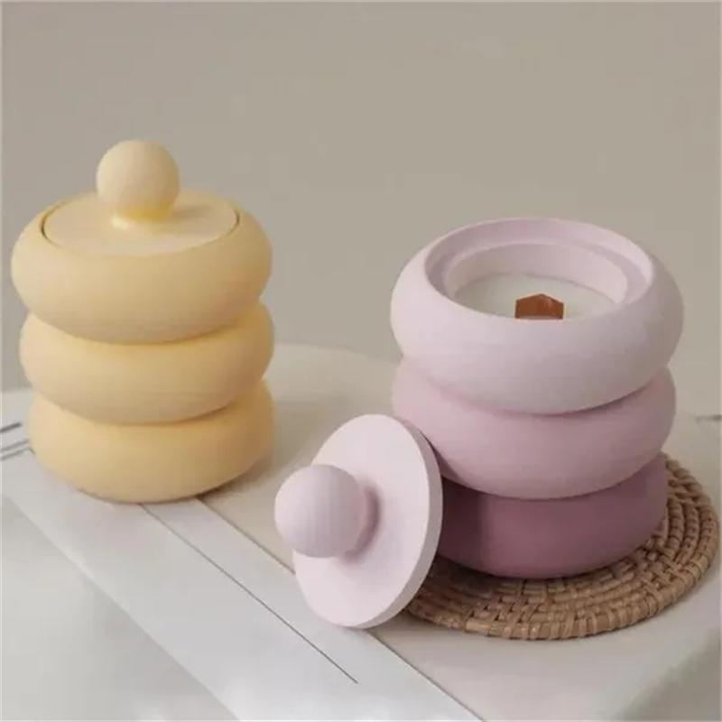 2pcs/set Small Pot Jars Silicone Molds with Lid for Concrete Plaster Resin Epoxy Craft DIY