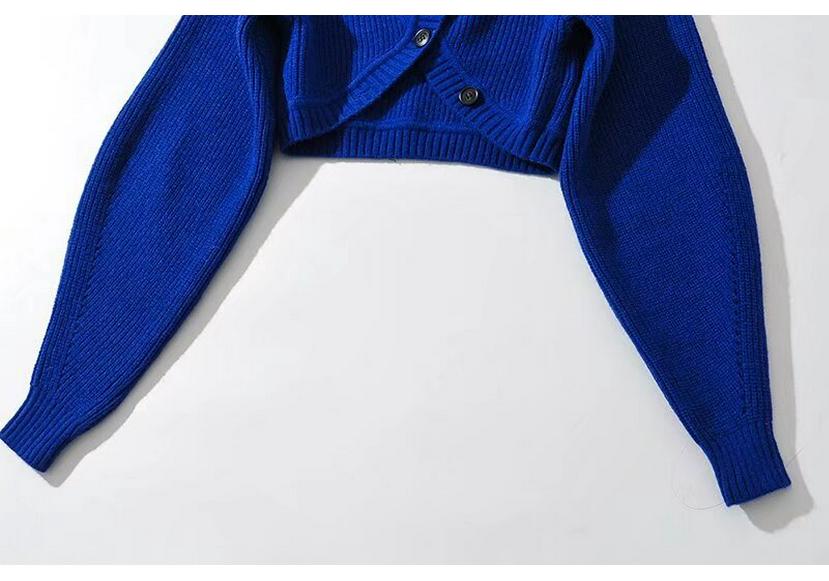 Våren 2023: Retro Stil Damtröja - Stora Knappar, Lång Ärm, Kort Jackdesign