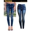 Europese & Amerikaanse Stijl Gescheurde Slim-Fit Stretch Middelhoge Taille Dames Denim Potloodbroek