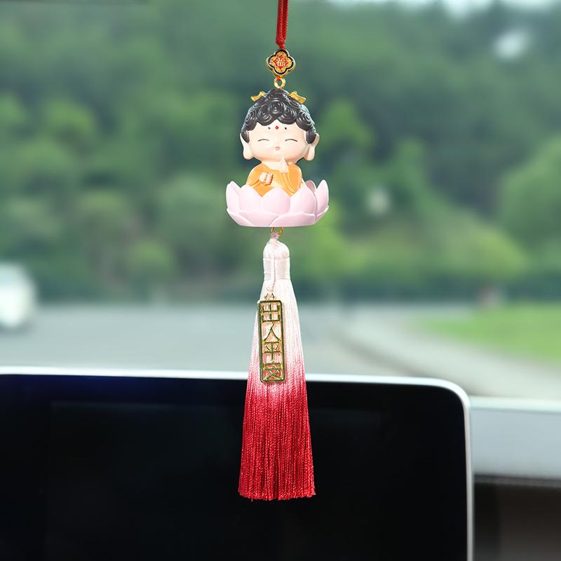 Little Buddha Guanyin Cartoon Car Pendant - Cute Interior Ornament
