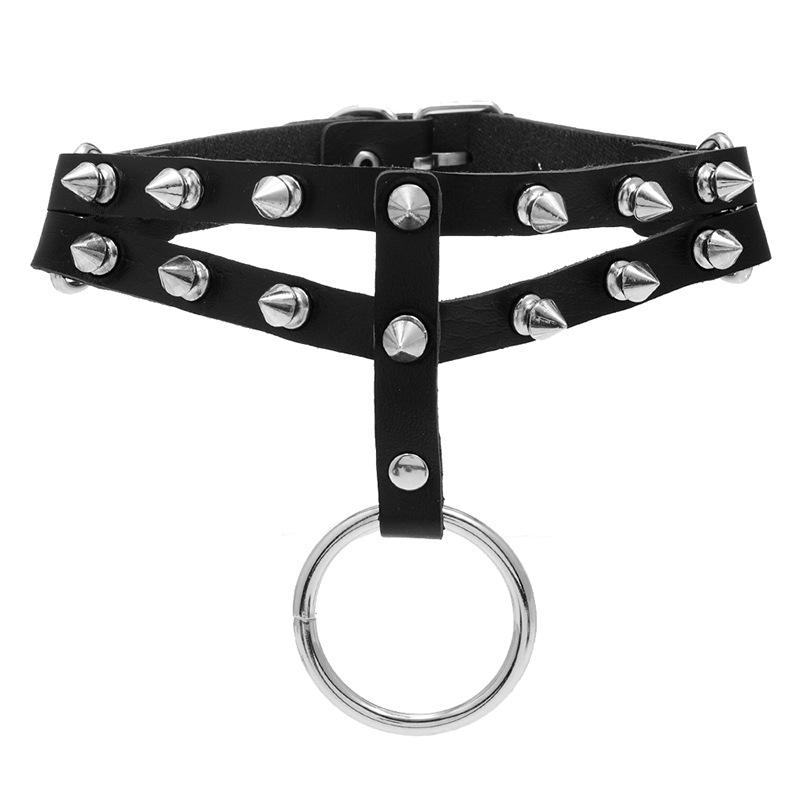 Meier Exaggerated studded leather necklace - trendy pu choker for women чёрный