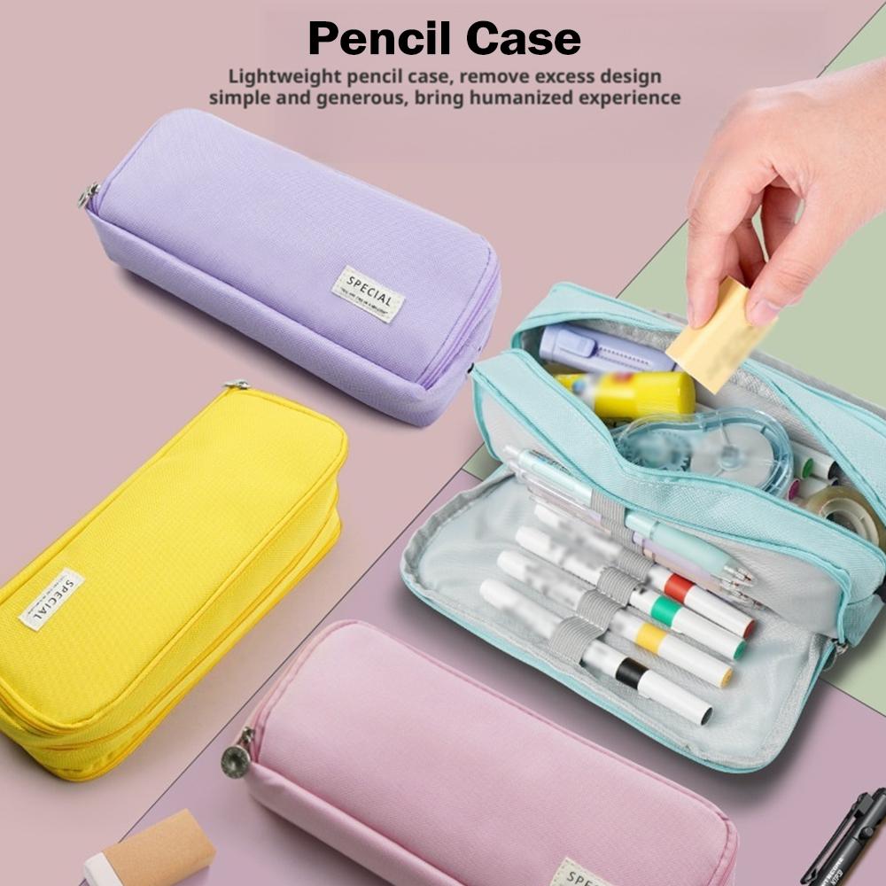 Large Capacity Multi-layer Pencil Case Korean Style Cloth Makeup Bag Simple Style Student Stationery Storage Bag