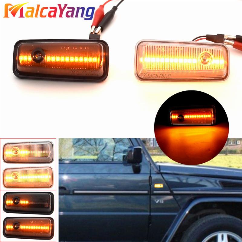 For Mercedes-Benz G-Class W463 W461 G500 G550 G55 G63 G65 1986-2001 2002 Dynamic Ambe LED Side Marker Turn Signal Light 2 Pieces