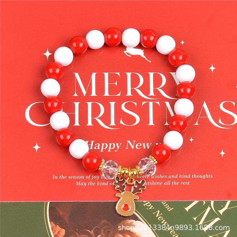 Holiday Beaded Letter & Christmas Tree Bracelet Set - European & American Style