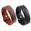 Vintage Punk Genuine Leather Bracelet Bangle for Men Handmade Leather Wristband Steampunk Motorcycle Jewelry Male Braclets