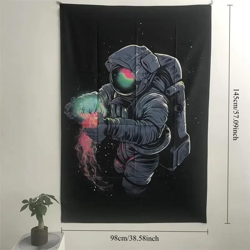 1pc, 98cmx145cm Clear Printed Astronaut Tapestry Wall Hanging Table Cloth Beach Throw Towel Beach Blanket 98cmx145cm