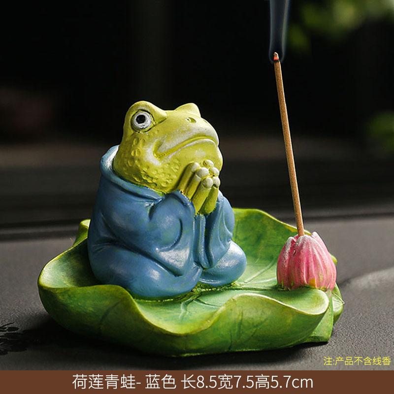 Frosch Lotusblatt Tee Haustiere Keramik Ornament Zuhause Zen Faden Räuchergefäß Basis Figur für Teezeremonie Dekoration Pinselhalter