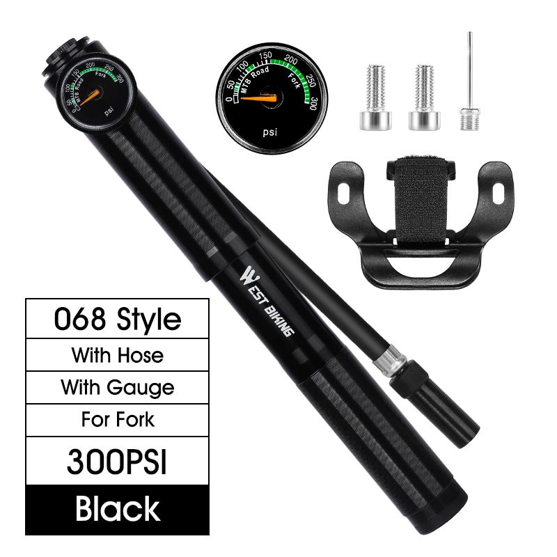WEST BIKING Bike Inflated Pump High Pressure 160PSI Aluminum Bicycle Air Pump Presta Schrader Valve Bike Tire Pump With Hose