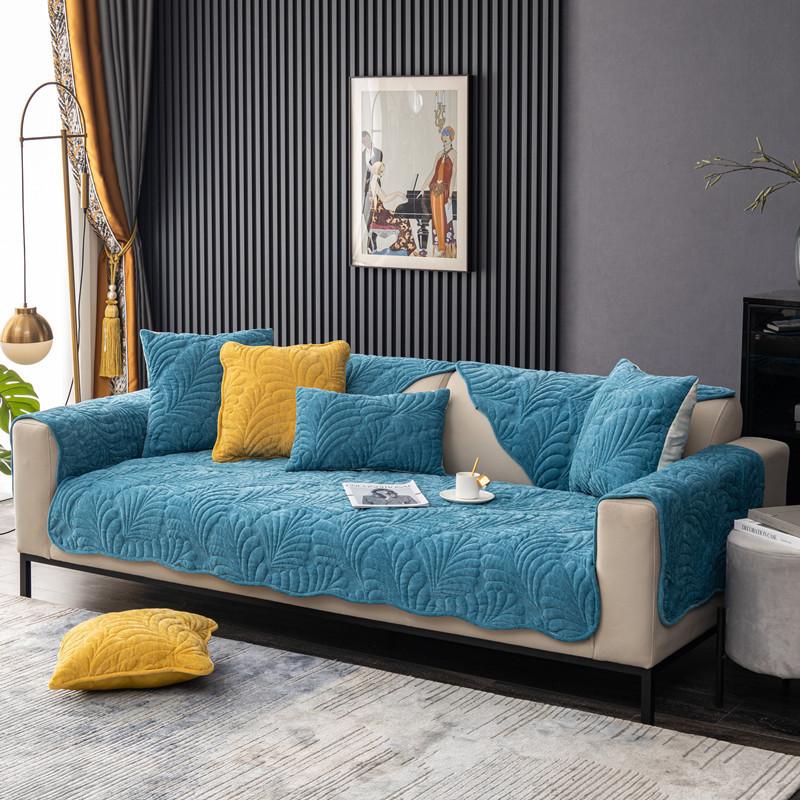 Thickened Chenille Banana Leaf Quilted Modern and Simple Seasonal Universal Anti Slip Sofa Cushion