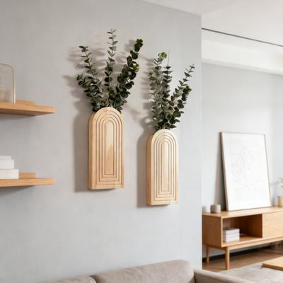 Vaso de Parede de Madeira Suspensão de Parede Estilo Boho Vaso para Plantas Decoração de Arte de Parede Estilo Fazenda para Entrada Corredor Banheiro Sala de Estar Sala de Jantar Espaços Estreitos