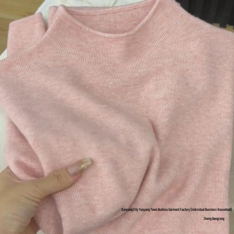 Women's Pink Knit Sweater - Korean Style, Early Autumn 2025 Collection