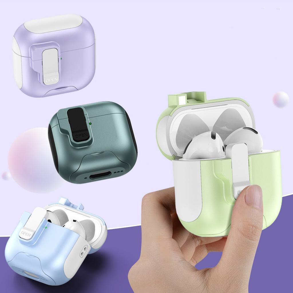 Security Lock Case for AirPods 4 3,Compatible with AirPods 4th Case,Automatic Magnetic Lock with Phone Holder,Shockproof Cover