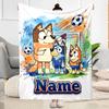 Bluey's Soccer Fun Personalized Text Blanket Cozy Personalized Blanket Durable Comfort Perfect for Couch Living Room Livingroom Bed